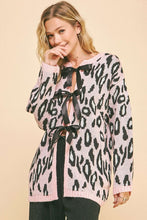 Load image into Gallery viewer, Davi & Dani Leopard Ribbon Tie Front Loose Fit Cardigan