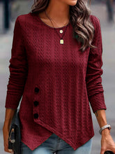 Load image into Gallery viewer, Decorative Button Round Neck Long Sleeve Top