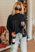 Load image into Gallery viewer, Side Slit High-Low Cowl Neck Long Sleeve Blouse
