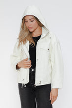 Load image into Gallery viewer, How Dare U Drawstring Hem PU Leather Zip Up Jacket
