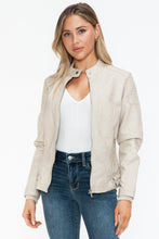 Load image into Gallery viewer, Snobbish Faux Leather Biker Jacket with Side Zip Pockets