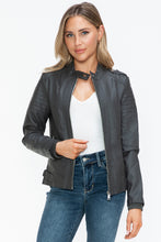 Load image into Gallery viewer, Snobbish PU Leather Biker Jacket with Side Zip Pockets