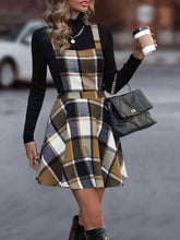 Load image into Gallery viewer, Crisscross Plaid Wide Strap Overall Dress