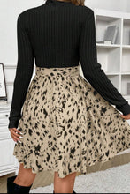 Load image into Gallery viewer, Printed Tie Waist Mock Neck Long Sleeve Dress