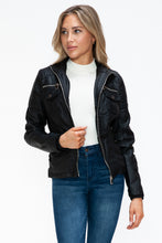 Load image into Gallery viewer, YMI Removable Faux Layered Multi-Pocket Jacket with Fuzzy Hood