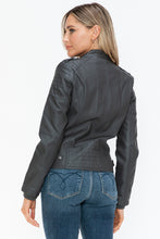 Load image into Gallery viewer, Snobbish PU Leather Biker Jacket with Side Zip Pockets