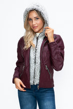 Load image into Gallery viewer, YMI Faux Layered Double-Zipper Jacket with Fuzzy Hood