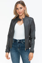 Load image into Gallery viewer, Snobbish PU Leather Biker Jacket with Side Zip Pockets