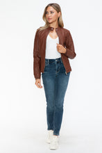 Load image into Gallery viewer, Snobbish Faux Leather Biker Jacket with Side Zip Pockets