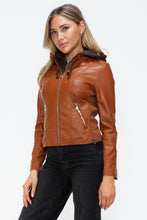 Load image into Gallery viewer, Snobbish Faux Leather Zip Up Drawstring Hooded Jacket