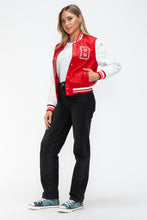 Load image into Gallery viewer, Love Me Now PU Leather Contrast Snap Down Bomber Jacket