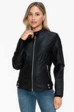 Load image into Gallery viewer, Snobbish Faux Leather Biker Jacket with Side Zip Pockets