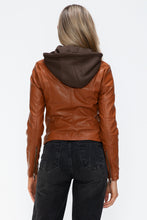 Load image into Gallery viewer, Snobbish Faux Leather Zip Up Drawstring Hooded Jacket