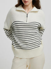 Load image into Gallery viewer, Striped Half Zip Long Sleeve Sweater