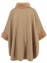 Load image into Gallery viewer, Fuzzy Trim Long Sleeve Poncho