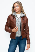 Load image into Gallery viewer, YMI Faux Layered Double-Zipper Jacket with Fuzzy Hood