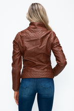 Load image into Gallery viewer, YMI Faux Layered Double-Zipper Jacket with Fuzzy Hood