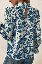 Load image into Gallery viewer, Printed Mock Neck Flounce Sleeve Blouse