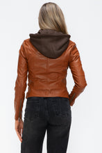 Load image into Gallery viewer, Snobbish Faux Leather Zip Up Drawstring Hooded Jacket