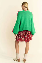 Load image into Gallery viewer, Davi & Dani Floral Applique Open Front Drop Shoulder Cardigan