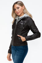 Load image into Gallery viewer, YMI Removable Faux Layered Multi-Pocket Jacket with Fuzzy Hood