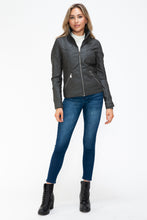 Load image into Gallery viewer, YMI Faux Layered Double-Zipper Jacket with Fuzzy Hood