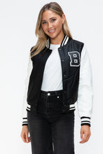 Load image into Gallery viewer, Love Me Now PU Leather Contrast Snap Down Bomber Jacket