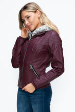 Load image into Gallery viewer, YMI Faux Layered Double-Zipper Jacket with Fuzzy Hood