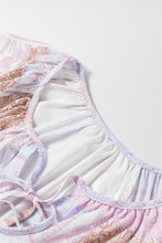 Load image into Gallery viewer, Printed Tie Neck Flounce Sleeve Blouse