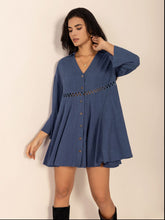 Load image into Gallery viewer, Cutout Johnny Collar Long Sleeve Mini Dress