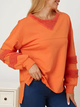 Load image into Gallery viewer, High-Low Round Neck Long Sleeve Sweatshirt