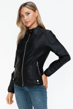 Load image into Gallery viewer, Snobbish Faux Leather Biker Jacket with Side Zip Pockets