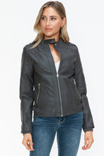 Load image into Gallery viewer, Snobbish PU Leather Biker Jacket with Side Zip Pockets