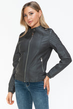 Load image into Gallery viewer, Snobbish PU Leather Biker Jacket with Side Zip Pockets