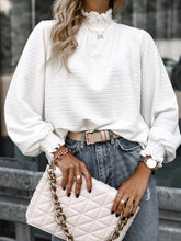 Load image into Gallery viewer, Smocked Frill Mock Neck Long Sleeve Blouse