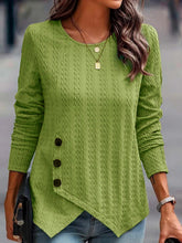 Load image into Gallery viewer, Decorative Button Round Neck Long Sleeve Top