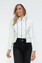 Load image into Gallery viewer, Snobbish Faux Leather Zip Up Drawstring Hooded Jacket