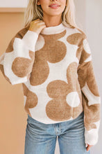 Load image into Gallery viewer, Contrast Flower Mock Neck Long Sleeve Sweater