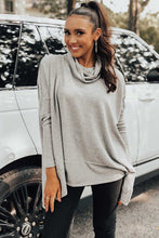 Load image into Gallery viewer, Side Slit High-Low Cowl Neck Long Sleeve Blouse