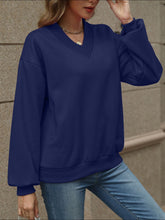 Load image into Gallery viewer, V-Neck Long Sleeve Dropped Shoulder Sweatshirt
