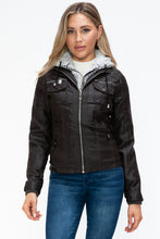 Load image into Gallery viewer, YMI Removable Faux Layered Multi-Pocket Jacket with Fuzzy Hood