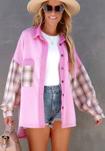 Load image into Gallery viewer, Plaid Button Up Shacket with Chest Pockets