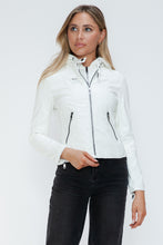 Load image into Gallery viewer, Snobbish Faux Leather Zip Up Drawstring Hooded Jacket
