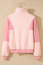 Load image into Gallery viewer, Exposed Seam Fuzzy Patchwork Quarter Zip Sweatshirt