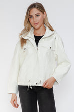Load image into Gallery viewer, How Dare U Drawstring Hem PU Leather Zip Up Jacket