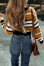 Load image into Gallery viewer, Contrast Stripes V Neck Long Sleeve Sweater