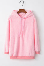 Load image into Gallery viewer, Full Size Quarter-Zip Drawstring Teddy Hoodie