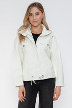 Load image into Gallery viewer, How Dare U Drawstring Hem PU Leather Zip Up Jacket