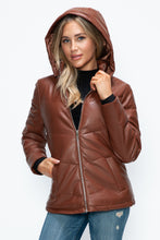 Load image into Gallery viewer, How Dare U Pocketed Zip Up Puffer Jacket with Removable Hood