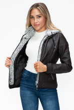 Load image into Gallery viewer, YMI Faux Layered Double-Zipper Jacket with Fuzzy Hood